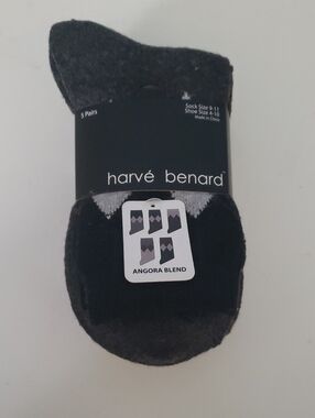Harve Benard Black and Gray Angora Blend Men's Crew Socks Size 9-11